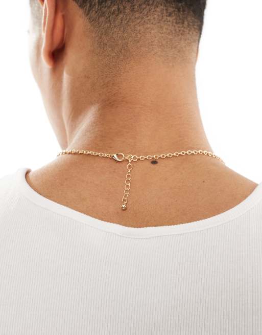 ASOS DESIGN - Collana dorata con ciondolo ovale in madreperla sintetica, 3 di 3