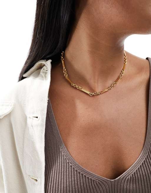 ASOS DESIGN Collana dorata con design misto a maglie e barrette