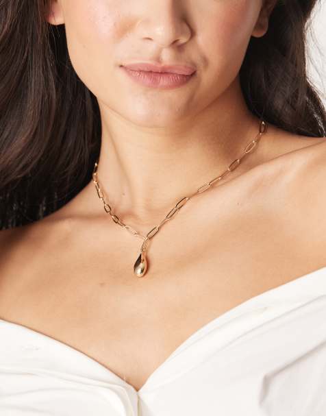 ASOS DESIGN - Collana dorata con pendente a goccia - view 1
