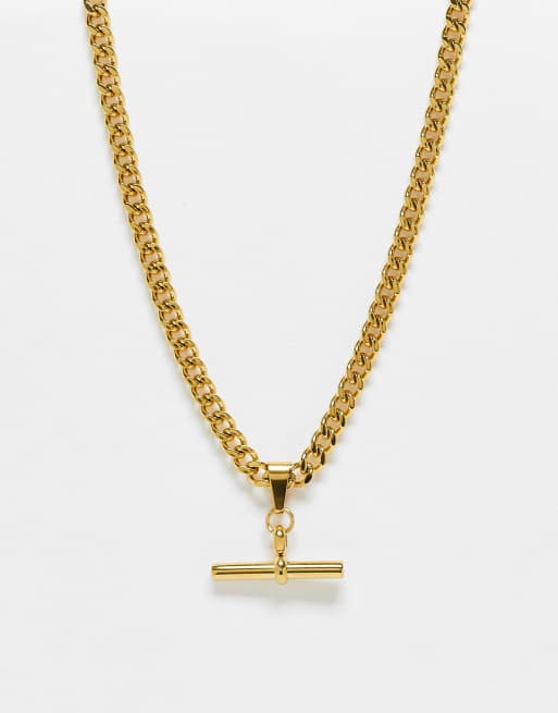 ASOS DESIGN - Collana dorata in acciaio inossidabile resistente all'acqua con dettaglio a barretta