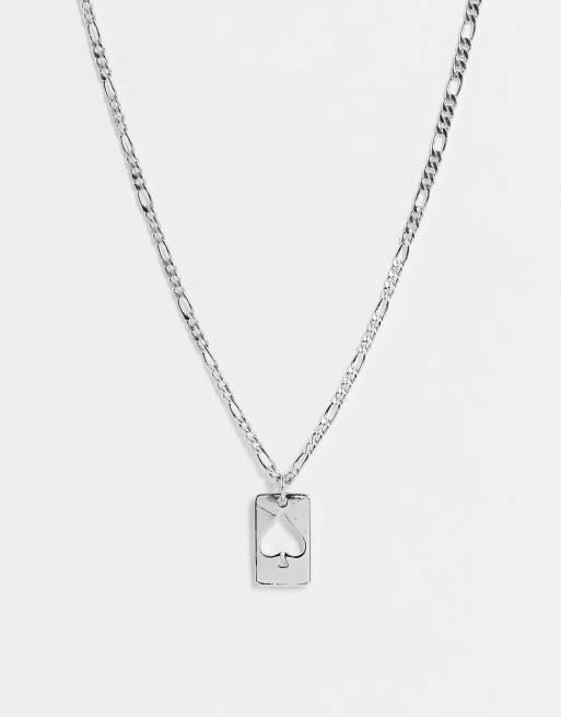 ASOS DESIGN - Collana figaro da 3mm con ciondolo a forma di asso di picche color argento