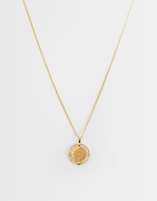 ASOS DESIGN collana impermeabile in acciaio inossidabile con ciondolo a disco color oro