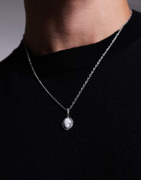 ASOS DESIGN - Collana in acciaio inossidabile argentata con pendente ovale in madreperla - view 1