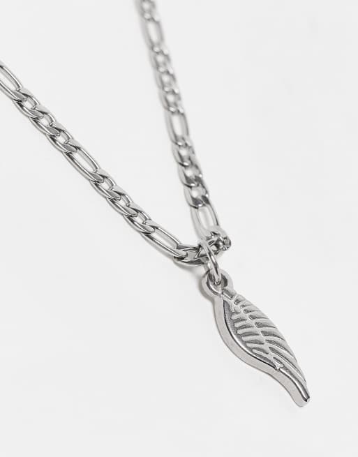 ASOS DESIGN - Collana in acciaio inossidabile resistente all'acqua argentato con pendente ad ala d'angelo, 3 di 4