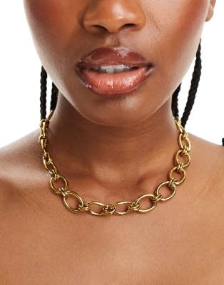 ASOS DESIGN - Collana in acciaio inossidabile resistente all'acqua color oro con catena a maglie miste