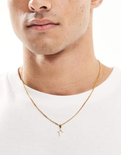 ASOS DESIGN - Collana in acciaio inossidabile resistente all'acqua color oro con ciondolo a forma di stella - view 1