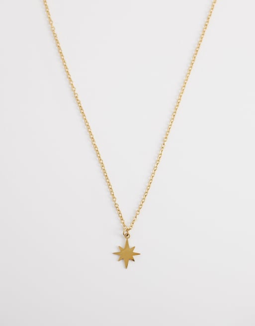 ASOS DESIGN - Collana in acciaio inossidabile resistente all'acqua color oro con ciondolo a forma di stella, 1 di 4