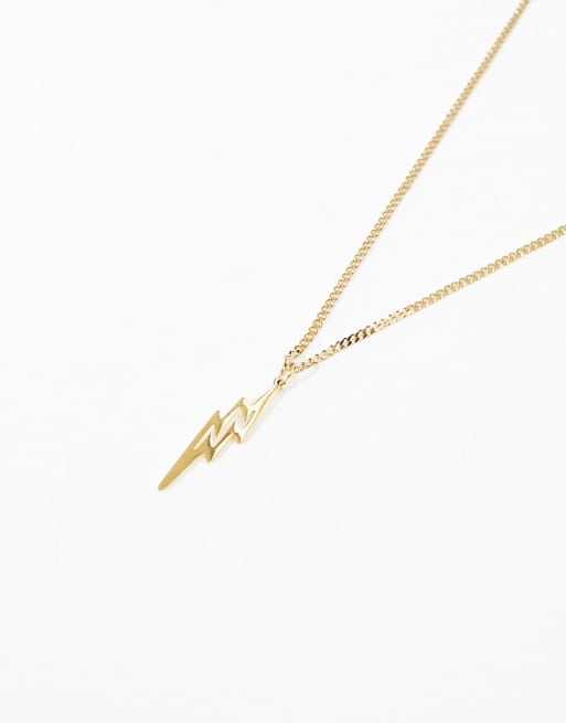 ASOS DESIGN - Collana in acciaio inossidabile resistente all'acqua color oro con pendente a fulmine
