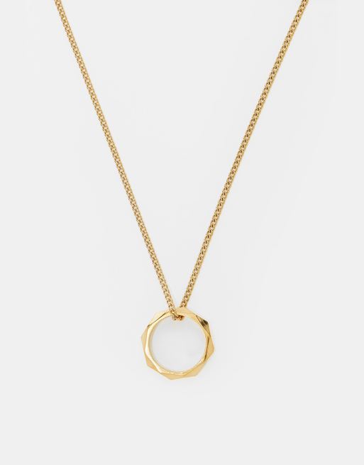 ASOS DESIGN - Collana in acciaio inossidabile resistente all'acqua con ciondolo a forma di anello color oro