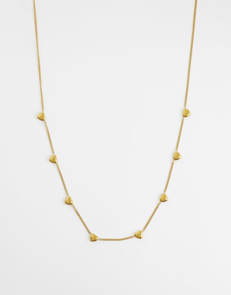 ASOS DESIGN - Collana in acciaio inossidabile resistente all'acqua con ciondolo a forma di cuore dorata - view 1