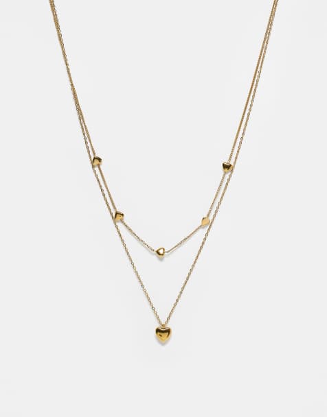 ASOS DESIGN - Collana in acciaio inossidabile resistente all'acqua dorata con ciondolo a forma di cuore - view 1
