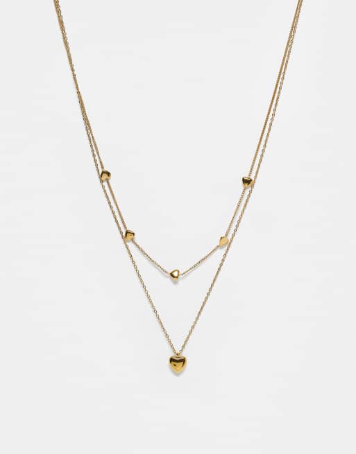ASOS DESIGN - Collana in acciaio inossidabile resistente all'acqua dorata con ciondolo a forma di cuore