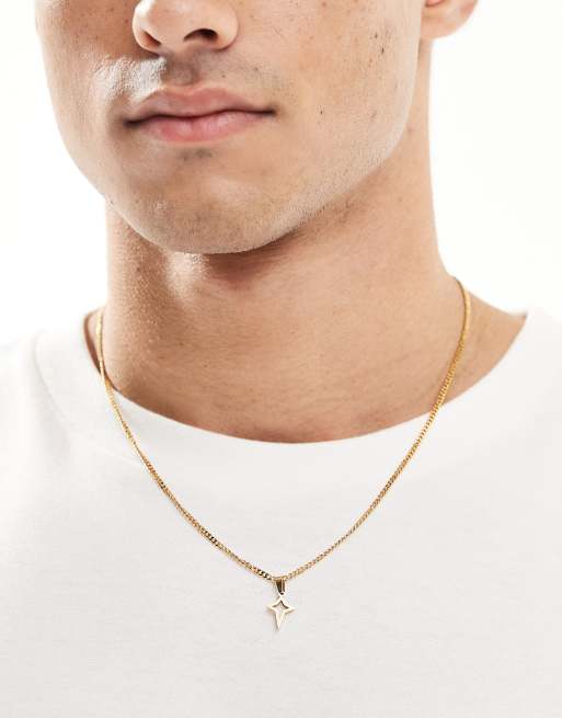 ASOS DESIGN - Collana in acciaio inossidabile resistente all'acqua dorata con ciondolo a forma di stella