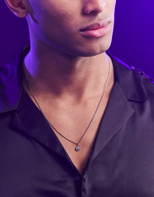 ASOS DESIGN - Collana in argento sterling con ciondolo a bussola