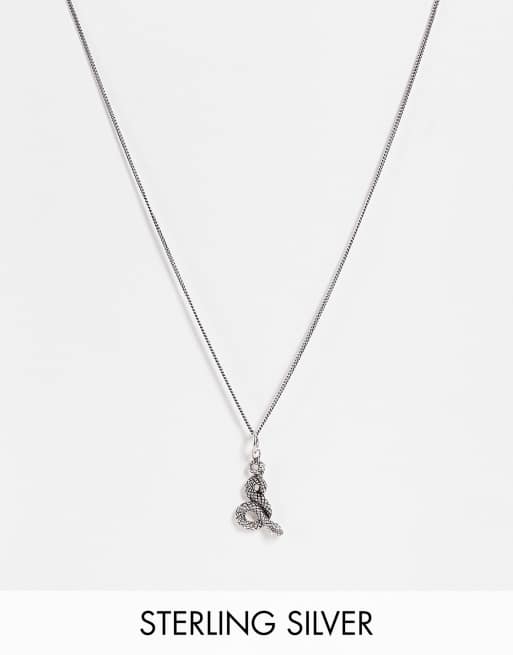 ASOS DESIGN - Collana in argento sterling con ciondolo a forma di serpente