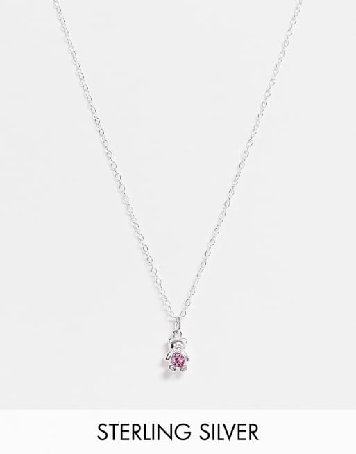 ASOS DESIGN - Collana in argento sterling con ciondolo con orsetto