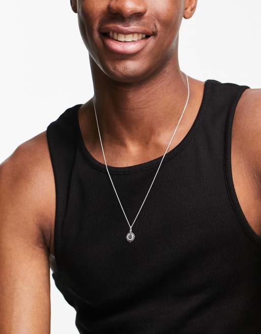 ASOS DESIGN - Collana in argento sterling con pendente a forma di sole