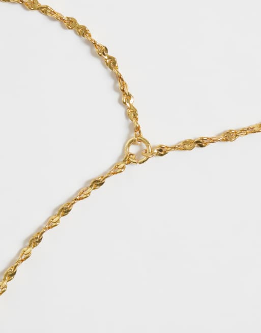 ASOS DESIGN collana lariat sottile placcata oro 14k, 3 di 5