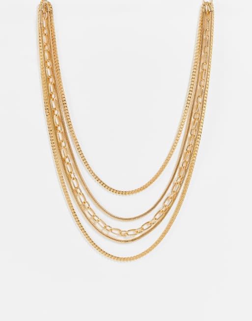 ASOS DESIGN - Collana multifilo con catene miste oro