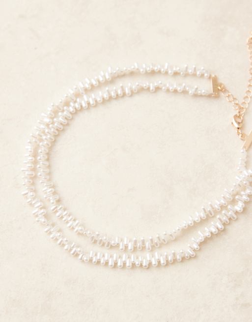 ASOS DESIGN - Collana multifilo con perle sintetiche effetto scheggiato, 2 di 3