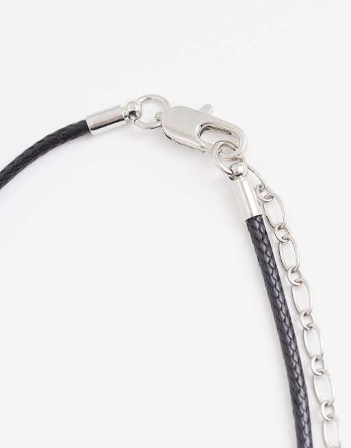 ASOS DESIGN - Collana nera e bianca con fiocco e perline, 4 di 4