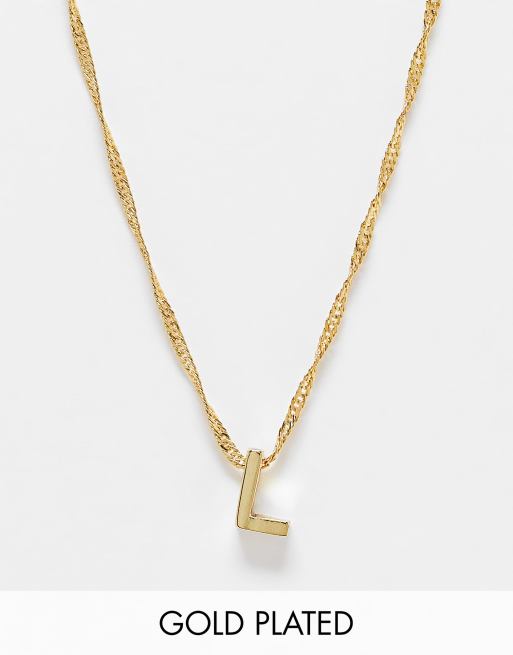 ASOS DESIGN - Collana placcata oro 14 k con iniziale 