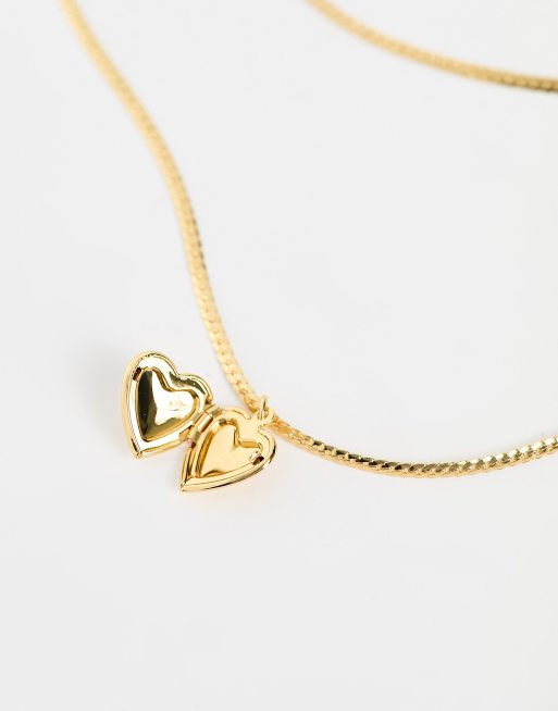 ASOS DESIGN - Collana placcata oro 14k con medaglione a forma di cuore bombato, 3 di 4