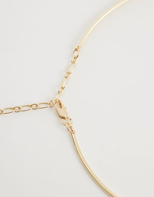 ASOS DESIGN - Collana rigida con pendente a fiore martellato tonalità oro, 3 di 4