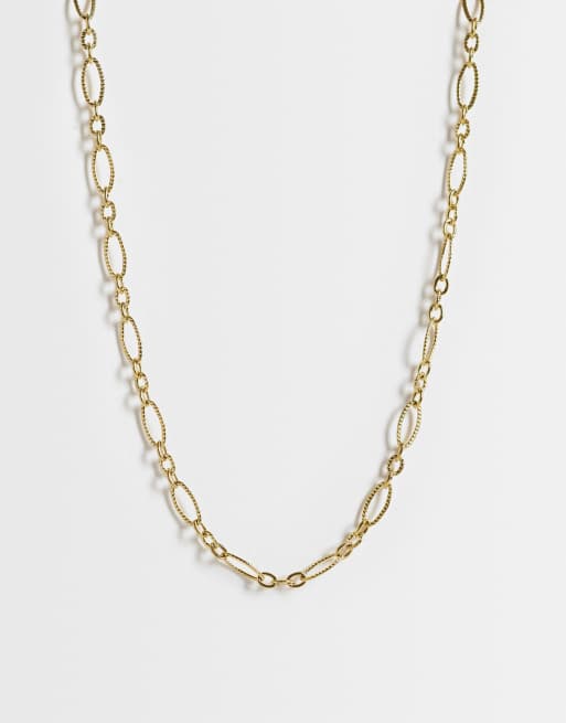 ASOS DESIGN collana sottile a maglie in acciaio inossidabile impermeabile color oro, 1 di 4