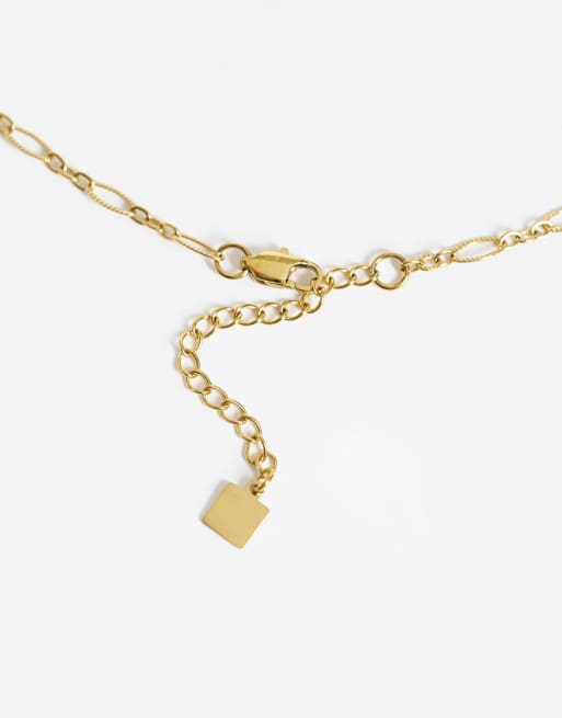 ASOS DESIGN collana sottile a maglie in acciaio inossidabile impermeabile color oro, 3 di 4