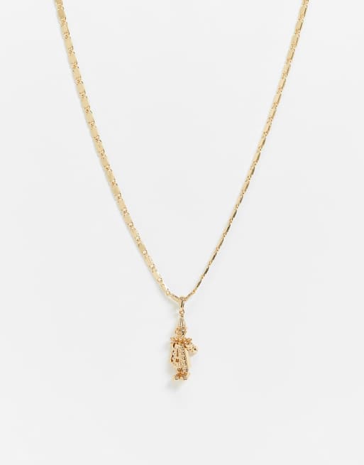 ASOS DESIGN - Collana sottile da 3 mm con ciondolo con clown mobile oro lucido