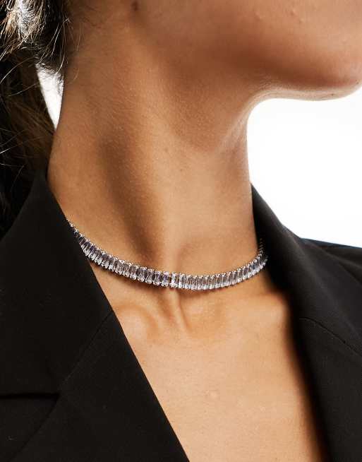 ASOS DESIGN - Collana stile tennis color argento con zirconia cubica in confezione regalo