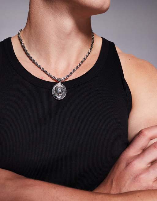 ASOS DESIGN - Collana tonalità argento con ciondolo della Vergine Maria