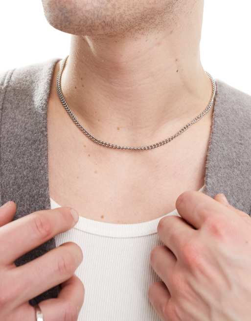 ASOS DESIGN - Collana tonalità argento testurizzata a catenina stile corda
