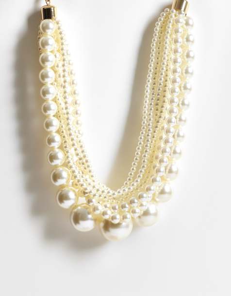 ASOS DESIGN collana XL a più fili con perle sintetiche finitura avorio - view 1
