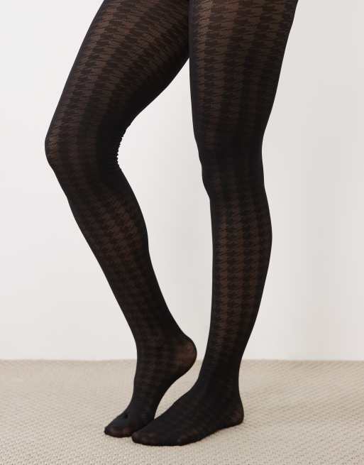 ASOS DESIGN collant a motivo pied de poule neri, 2 di 3