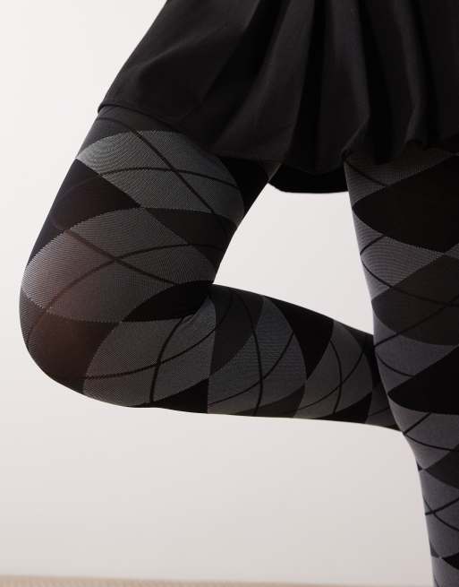 ASOS DESIGN collant a rombi grigi e neri, 2 di 3