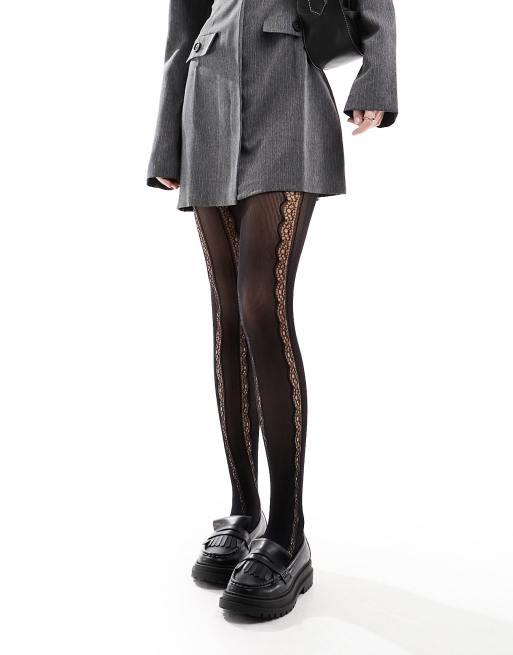 ASOS DESIGN - Collant con pannelli in pizzo 