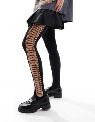 ASOS DESIGN - Collant neri con dettaglio cut-out 