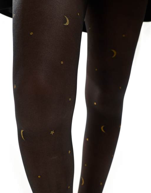 ASOS DESIGN - Collant neri con luna e stelle, 3 di 4