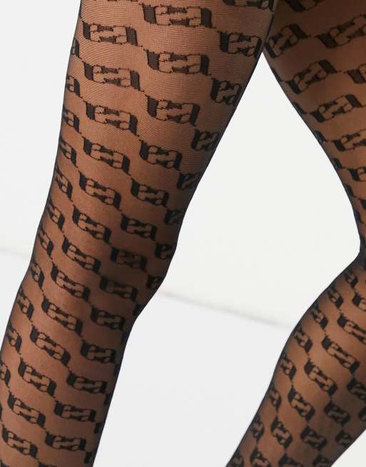 ASOS DESIGN Collants monogramme A Noir ASOS