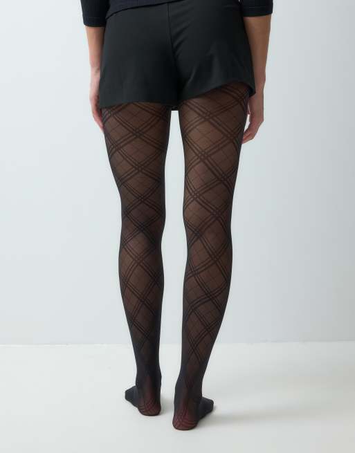 ASOS DESIGN collants à motif argyle noirs, 2 de 3