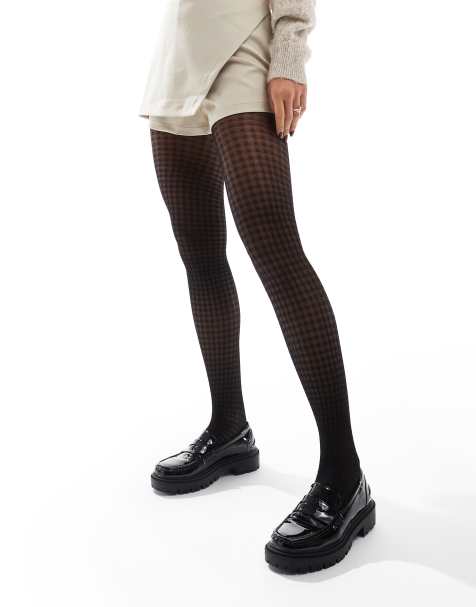 ASOS DESIGN - Collants à motif pied-de-poule - Noir - view 1