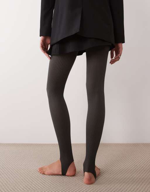 ASOS DESIGN collants côtelés à sous-pied gris, 2 de 3