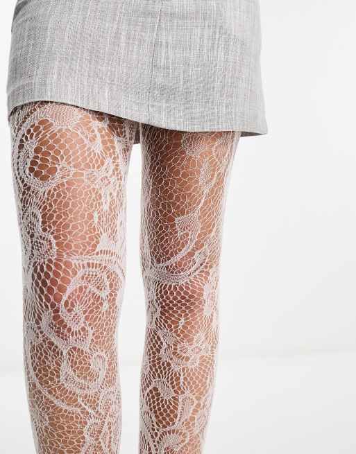 ASOS DESIGN - Collants en dentelle - Blanc