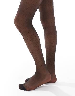 ASOS DESIGN - Collants transparents à ornements - Noir
