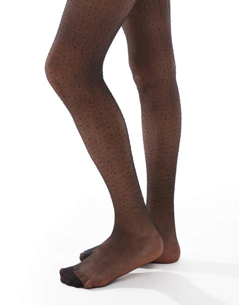 ASOS DESIGN - Collants transparents à ornements - Noir - view 1