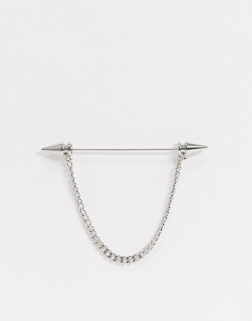 ASOS DESIGN collar bar with spike detail in silver tone