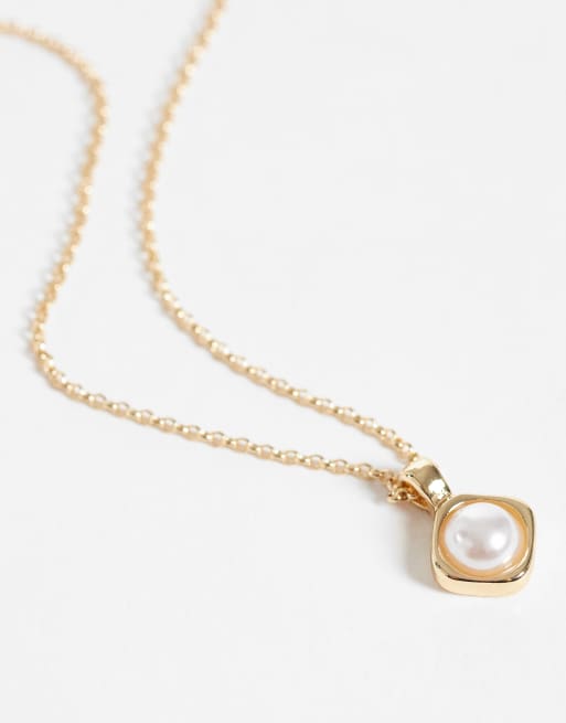 ASOS DESIGN - collar con colgante de perla sintética en tono dorado, 4 de 4