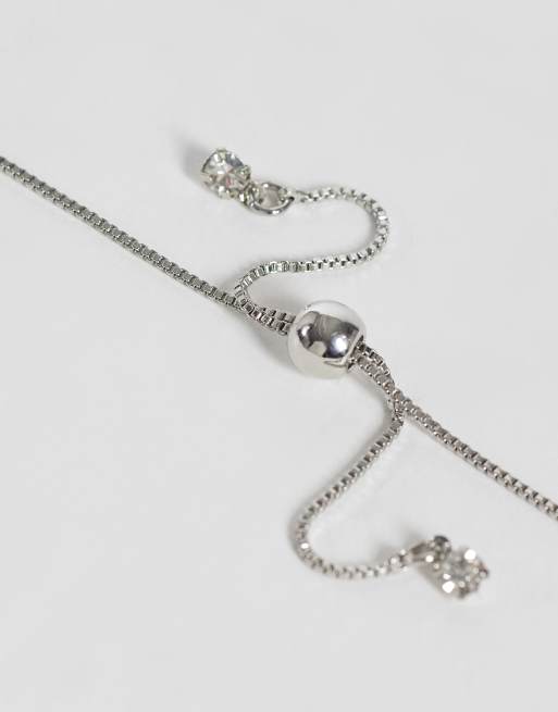 ASOS DESIGN - Collar con detalle de cierre múltiple y piedra de strass en tono plateado, 4 de 4